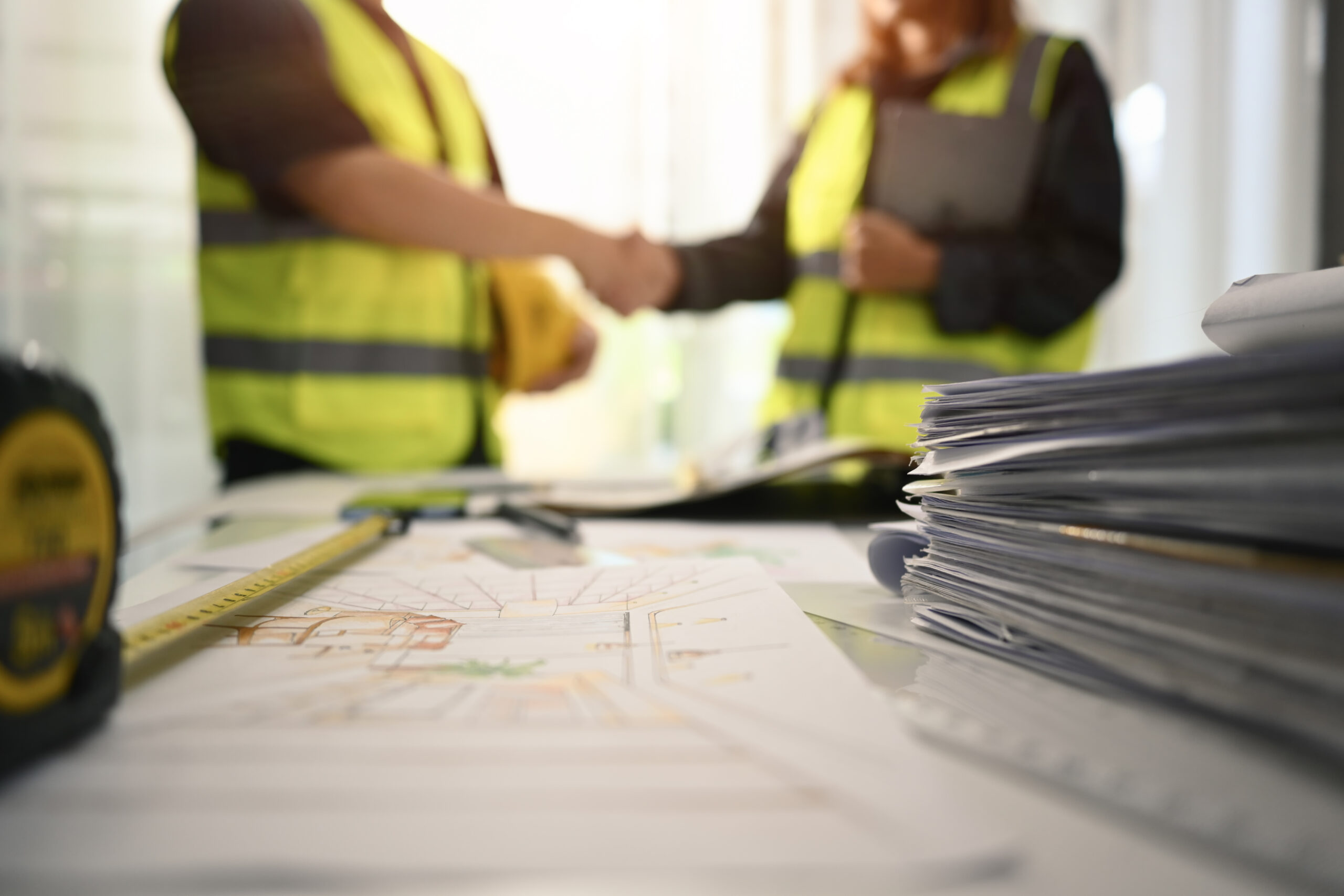 home select focus on blueprints and technical tools with architects a